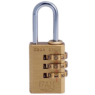 IFAM Candado de Combinación Serie C20R, 21mm Longitud, Latón, Máxima Seguridad, Suavidad de Rodillos, Con Clave y Más de 10.000 Combinaciones, Ideal Maletas, Bolsas, Maletines y Equipajes IFAM Candado de Combinación Serie C20R, 21mm Longitud, Latón, Máxima Seguridad, Suavidad de Rodillos, Con Clave y Más de 10.000 Combinaciones, Ideal Maletas, Bolsas, Maletines y Equipajes