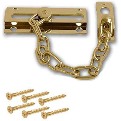 Merriway Cadena de seguridad para puerta (latón pulido, 1 unidad), color dorado Merriway Cadena de seguridad para puerta (latón pulido, 1 unidad), color dorado