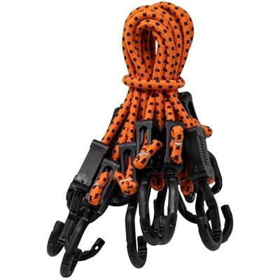 Kotap Cordones elásticos Ajustables con Ganchos, Naranja/Negro, 18 pulgadas Kotap Cordones elásticos Ajustables con Ganchos, Naranja/Negro, 18 pulgadas