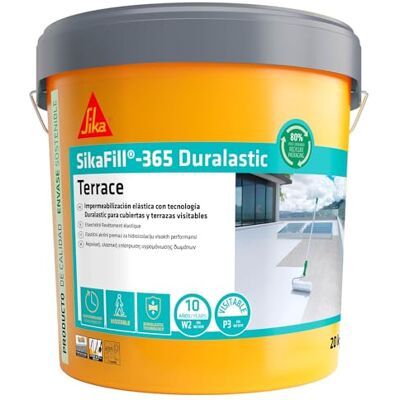 SIKA Revestimiento acrílico Fill 365 Terrace Blanco Impermeabilización para cubiertas y terrazas visitables, protección de paredes medianeras y puenteo de fisuras 20kg SIKA Revestimiento acrílico Fill 365 Terrace Blanco Impermeabilización para cubiertas y terrazas visitables, protección de paredes medianeras y puenteo de fisuras 20kg