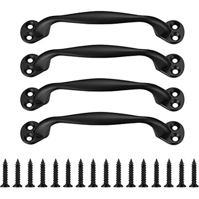 Heozhuyi 4 Piezas Tirador de Puerta, Tiradores de Armario Negros, Manijas para Puerta de Granero, Tiradores de Muebles, Tiradores Forma de Arco para Jardín Puerta Madera, con Tornillos 129 mm Heozhuyi 4 Piezas Tirador de Puerta, Tiradores de Armario Negros, Manijas para Puerta de Granero, Tiradores de Muebles, Tiradores Forma de Arco para Jardín Puerta Madera, con Tornillos 129 mm