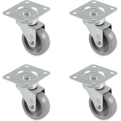 Amig Pack de 4 Ruedas para Muebles Con Pletina y Rodamientos Ø 50 mm Carga máxima de Rueda: 22 kg Fabricadas con Goma Color Gris Sin Freno Amig Pack de 4 Ruedas para Muebles Con Pletina y Rodamientos Ø 50 mm Carga máxima de Rueda: 22 kg Fabricadas con Goma Color Gris Sin Freno