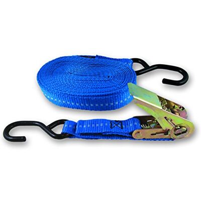 Chapuis correa polipropileno con tensor de trinquete y 2 ganchos – Tensión máxima de uso 130 kg – anchura 25 mm – longitud 5 m – azul Chapuis correa polipropileno con tensor de trinquete y 2 ganchos – Tensión máxima de uso 130 kg – anchura 25 mm – longitud 5 m – azul