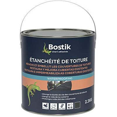 Bostik Impermeabilidad de tejado, color negro, 2,5 kg Bostik Impermeabilidad de tejado, color negro, 2,5 kg