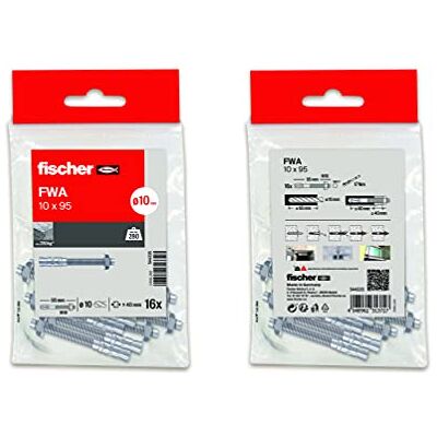 fischer Tacos anclaje metálico expansión para hormigón, pernos anclaje de expansión, Bolsa 16 uds FWA 10x95 fischer Tacos anclaje metálico expansión para hormigón, pernos anclaje de expansión, Bolsa 16 uds FWA 10x95