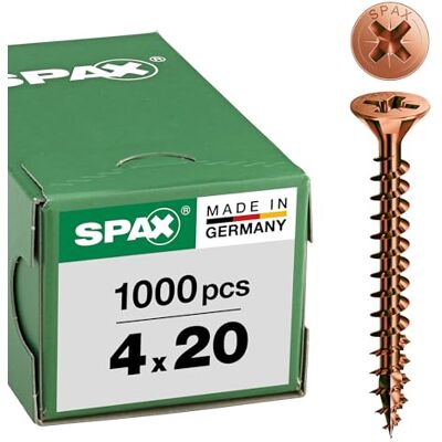 Tornillos ABC Spax Tsp Cabeza Svasada Plana Pozidriv Bronce Diámetro 4 mm Longitud 20 mm Pack 1000 Tornillos ABC Spax Tsp Cabeza Svasada Plana Pozidriv Bronce Diámetro 4 mm Longitud 20 mm Pack 1000