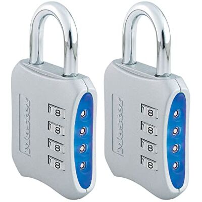 Master Lock Candado de combinación reajustable, cerradura para casilleros de gimnasio y escuela, azul, paquete de 2, 653BLUE Master Lock Candado de combinación reajustable, cerradura para casilleros de gimnasio y escuela, azul, paquete de 2, 653BLUE