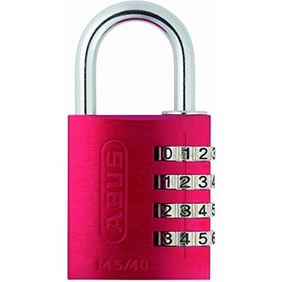 ABUS Candado de combinación 145/40 rojo candado para maletas, taquillas y mucho más candado de aluminio código numérico personalizable nivel de seguridad 4 ABUS Candado de combinación 145/40 rojo candado para maletas, taquillas y mucho más candado de aluminio código numérico personalizable nivel de seguridad 4