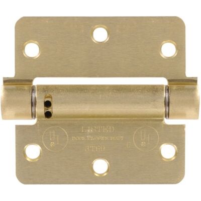 Hillman The Group Bisagra de resorte ajustable de 8,89 cm 1/4 de esquina redonda Acabado en latón satinado 1 paquete Hillman The Group Bisagra de resorte ajustable de 8,89 cm 1/4 de esquina redonda Acabado en latón satinado 1 paquete