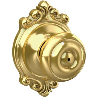 SCHLAGE F40 GEO 605 BRK Brookshire Collection Pomo de privacidad georgiano, latón brillante SCHLAGE F40 GEO 605 BRK Brookshire Collection Pomo de privacidad georgiano, latón brillante