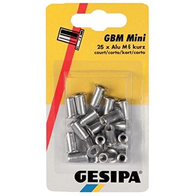Gesipa tuercas de remaches ciegos ("Polygrip M6 x 9 x 18 mm de aluminio, 25 unidades, color plateado Gesipa tuercas de remaches ciegos ("Polygrip M6 x 9 x 18 mm de aluminio, 25 unidades, color plateado