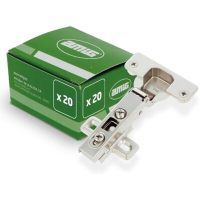 Amig Pack de 20 Bisagras de Cazoleta Recta Ø35 mm Acero Niquelado Pestillo de Apertura Rápida Instalación Oculta para Muebles Tacos y Tirafondos Premontados Amig Pack de 20 Bisagras de Cazoleta Recta Ø35 mm Acero Niquelado Pestillo de Apertura Rápida Instalación Oculta para Muebles Tacos y Tirafondos Premontados