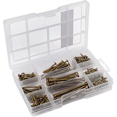 Connex Tornillos universales surtidos 245 piezas – Varios tamaños – Cabeza avellanada – PZ Pozidriv Drive – Rosca completa y parcial – Amarillo galvanizado/Juego de tornillos/Caja Surtida / Connex Tornillos universales surtidos 245 piezas – Varios tamaños – Cabeza avellanada – PZ Pozidriv Drive – Rosca completa y parcial – Amarillo galvanizado/Juego de tornillos/Caja Surtida /