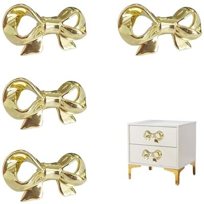 NNNJunhua TIAIDI Pomos de gabinete con lazo sólido dorado, tiradores decorativos para gabinetes de cocina, cajones de cocina, 4 piezas NNNJunhua TIAIDI Pomos de gabinete con lazo sólido dorado, tiradores decorativos para gabinetes de cocina, cajones de cocina, 4 piezas