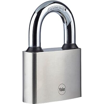 Yale Candado hierro 60 mm 3 llaves, arco largo, para exterior, EN12320 antirrobo seguridad para taquilla, caja de herramientas, armario Yale Candado hierro 60 mm 3 llaves, arco largo, para exterior, EN12320 antirrobo seguridad para taquilla, caja de herramientas, armario