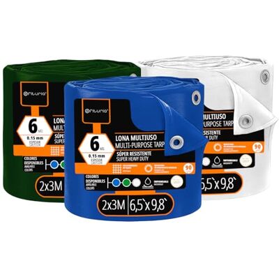 OFITURIA Lona Multiuso Impermeable 2 x 3 m Mix 3 Colores, Pack 3 uds, Ideal para Cubrir y Proteger Muebles y Objetos en Exterior, jardín, Camping y Obras (2x3m, 3 uds) OFITURIA Lona Multiuso Impermeable 2 x 3 m Mix 3 Colores, Pack 3 uds, Ideal para Cubrir y Proteger Muebles y Objetos en Exterior, jardín, Camping y Obras (2x3m, 3 uds)