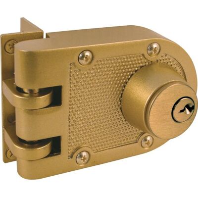 PRiME Cerradura resistente a Jimmy, fundido, color latón, golpe de ángulo, doble cilindro, 1 paquete PRiME Cerradura resistente a Jimmy, fundido, color latón, golpe de ángulo, doble cilindro, 1 paquete