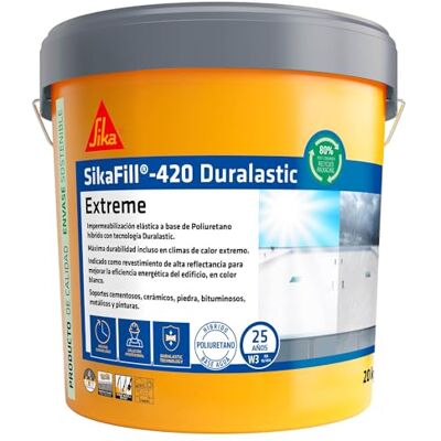 SIKA Membrana líquida impermeabilizante Fill 420 Extreme Gris Para cubiertas nuevas como en rehabilitaciones Listo para su uso Permeable al vapor de agua 20 kg SIKA Membrana líquida impermeabilizante Fill 420 Extreme Gris Para cubiertas nuevas como en rehabilitaciones Listo para su uso Permeable al vapor de agua 20 kg
