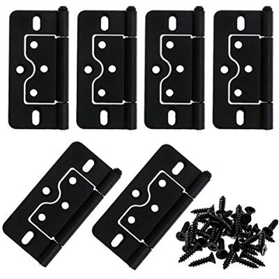LC LICTOP Bisagras de puerta de mariposa negra de 7,6 cm sin mortaja, 6 unidades LC LICTOP Bisagras de puerta de mariposa negra de 7,6 cm sin mortaja, 6 unidades