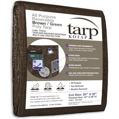 Kotap 6.1 x 9.14 Reversible marrón/verde Poly Tarp, tema: Kotap 6.1 x 9.14 Reversible marrón/verde Poly Tarp, tema: