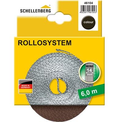 Schellenberg Cinta de persiana 14 mm x 6,0 m Sistema Mini, marrón Schellenberg Cinta de persiana 14 mm x 6,0 m Sistema Mini, marrón