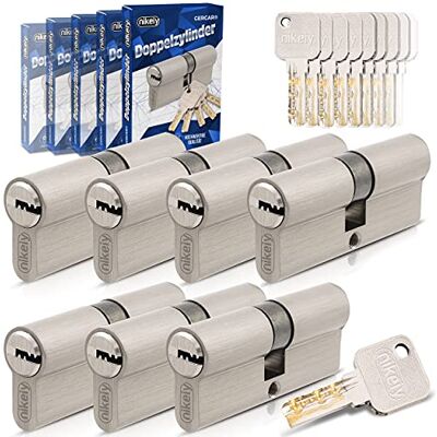 GERCAR Pro Igualmente Cerrando 7x Cilindro de Cierre 45/45 Set 7 Cilindros de Perfil incl. 35 Llaves 90 mm Cierre de Puerta Cilindro de Cierro 7 Cilindros Longitud: 90mm, A:45 B:45 Latón mate GERCAR Pro Igualmente Cerrando 7x Cilindro de Cierre 45/45 Set 7 Cilindros de Perfil incl. 35 Llaves 90 mm Cierre de Puerta Cilindro de Cierro 7 Cilindros Longitud: 90mm, A:45 B:45 Latón mate