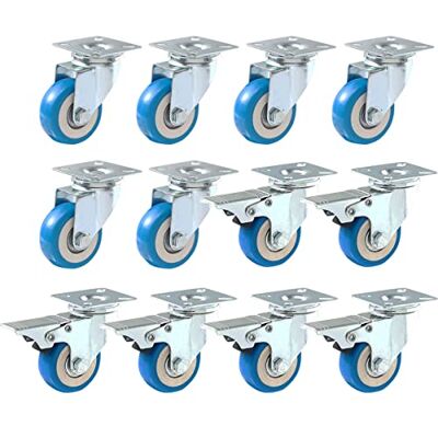 Online Best Service Paquete de 12 Placas Giratorias con Ruedas de Poliuretano Azul Pu (6 Piezas Sin Freno + 6 Piezas con Freno) Online Best Service Paquete de 12 Placas Giratorias con Ruedas de Poliuretano Azul Pu (6 Piezas Sin Freno + 6 Piezas con Freno)