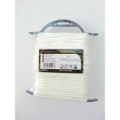 Sterling Cuerda de nailon trenzada, color blanco, 4 mm x 30 m Sterling Cuerda de nailon trenzada, color blanco, 4 mm x 30 m