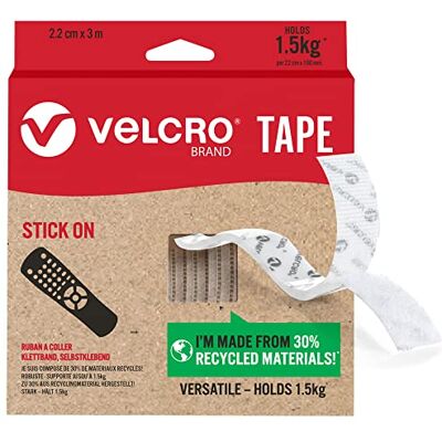 VELCRO Brand Marca VELCRO Cinta Adhesiva Cinta adhesiva fuerte de gancho y bucle cortable a la medida, perfecta para decoración de habitaciones y uso en el hogar, la oficina y el garaje Blanca 22 mm x 3 m VELCRO Brand Marca VELCRO Cinta Adhesiva Cinta adhesiva fuerte de gancho y bucle cortable a la medida, perfecta para decoración de habitaciones y uso en el hogar, la oficina y el garaje Blanca 22 mm x 3 m