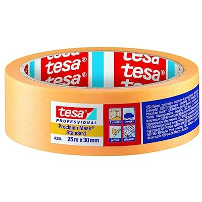 tesa Cinta de precisión 4344 estándar, 6 unidades, profesional, con soporte de papel fino, para pegar y cubrir con precisión, color naranja, cada una de 50 m x 25 mm tesa Cinta de precisión 4344 estándar, 6 unidades, profesional, con soporte de papel fino, para pegar y cubrir con precisión, color naranja, cada una de 50 m x 25 mm
