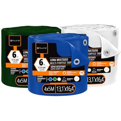OFITURIA Lona Multiuso Impermeable 4 x 5 m Mix 3 Colores, Pack 3 uds, Ideal para Cubrir y Proteger Muebles, Suelos y Equipos en Exterior y jardín (4x5m, 3 uds) OFITURIA Lona Multiuso Impermeable 4 x 5 m Mix 3 Colores, Pack 3 uds, Ideal para Cubrir y Proteger Muebles, Suelos y Equipos en Exterior y jardín (4x5m, 3 uds)