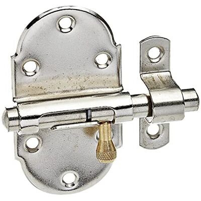 Alberts Perno Grendel, con pomo de latón, niquelado, placa 45 x 85 mm, perno Ø 10 mm Alberts Perno Grendel, con pomo de latón, niquelado, placa 45 x 85 mm, perno Ø 10 mm