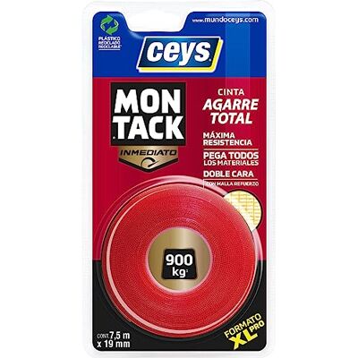 ceys Montack Cinta Agarre Total Doble Cara Extra Fuerte 7,5 m x 19 mm ceys Montack Cinta Agarre Total Doble Cara Extra Fuerte 7,5 m x 19 mm