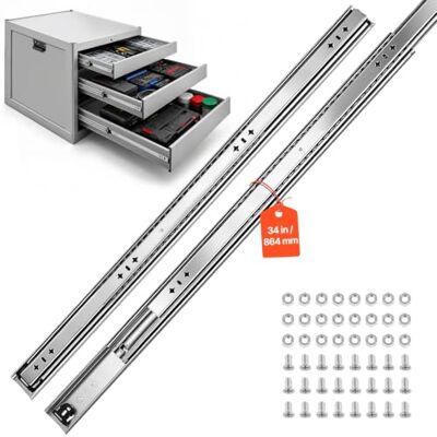 VEVOR Guías para Cajones 85 cm 120,2 kg Correderas para Cajones Laterales para Armarios, Cocinas y Caravanas, con Extensión Completa de 3 Secciones, Rodamientos de Bolas, 1 Par, Tornillos y Tuercas VEVOR Guías para Cajones 85 cm 120,2 kg Correderas para Cajones Laterales para Armarios, Cocinas y Caravanas, con Extensión Completa de 3 Secciones, Rodamientos de Bolas, 1 Par, Tornillos y Tuercas