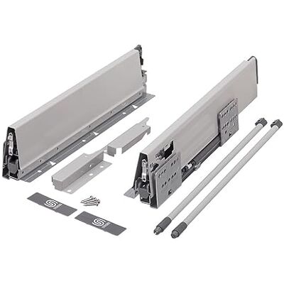 cyclingcolors 2x Cajón completo con guías + lateral + soporte frontal + trasero + tapa + tornillos, corredera, riel, muebles, cocina, altura 204mm, longitud 300mm, gris, reling redondo cyclingcolors 2x Cajón completo con guías + lateral + soporte frontal + trasero + tapa + tornillos, corredera, riel, muebles, cocina, altura 204mm, longitud 300mm, gris, reling redondo