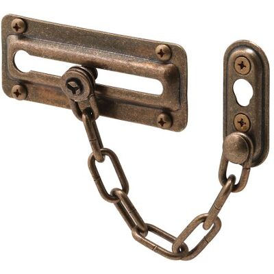 PRiME Protector de puerta de cadena estándar, 3-7/16 pulgadas de alto x 1-3/8 pulgadas de ancho x 2-3/8 pulgadas de profundidad, acero, latón antiguo, 1 paquete PRiME Protector de puerta de cadena estándar, 3-7/16 pulgadas de alto x 1-3/8 pulgadas de ancho x 2-3/8 pulgadas de profundidad, acero, latón antiguo, 1 paquete
