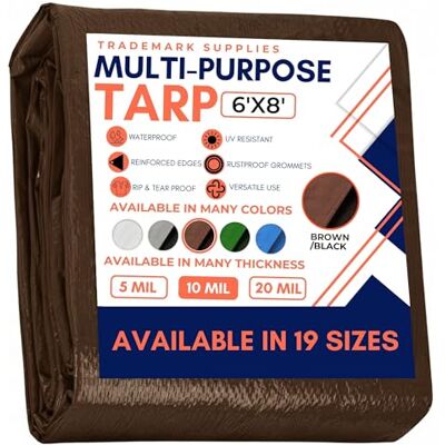 Trademark Supplies Lona de Material Grueso de Alta Resistencia, Resistente al Agua, Ideal como toldo para Tienda, Barco, Caravana o Cubierta de Piscina, marrón/Negro Trademark Supplies Lona de Material Grueso de Alta Resistencia, Resistente al Agua, Ideal como toldo para Tienda, Barco, Caravana o Cubierta de Piscina, marrón/Negro