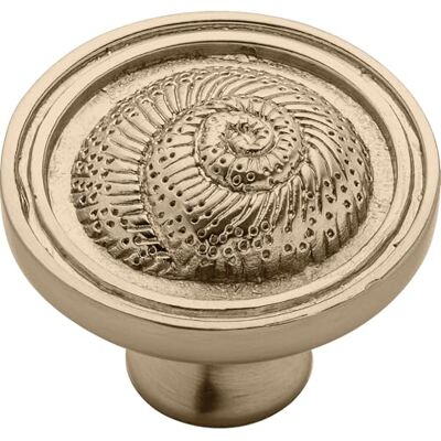 Franklin Brass Seaside Nautilus Juego de 5 pomos de bronce champán para cajones de cocina, tiradores y pomos redondos de 1-7/16 pulgadas Franklin Brass Seaside Nautilus Juego de 5 pomos de bronce champán para cajones de cocina, tiradores y pomos redondos de 1-7/16 pulgadas