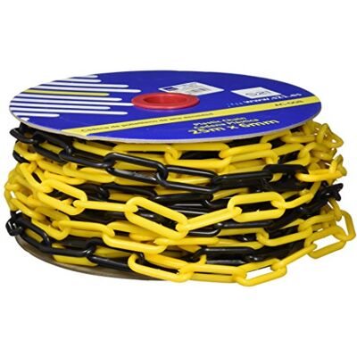 S21 Señalización Cadena eslabón plástica, color Multicolor (Amarillo/Negro), 25 m x 6 mm S21 Señalización Cadena eslabón plástica, color Multicolor (Amarillo/Negro), 25 m x 6 mm