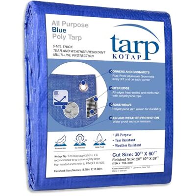 Kotap 9.14 x 60-ft General Purpose azul poli Tarp, tema: Kotap 9.14 x 60-ft General Purpose azul poli Tarp, tema: