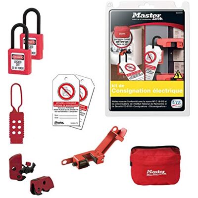 Master Lock Kit de consignación eléctrica: Contiene candados dieléctricos, Bloques de disyuntor, Etiquetas de Defensa de maniobras, Gancho Master Lock Kit de consignación eléctrica: Contiene candados dieléctricos, Bloques de disyuntor, Etiquetas de Defensa de maniobras, Gancho