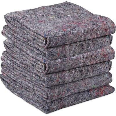 Relaxdays Mantas de Mudanza, Pack de 6, Fieltros Protectores para Transporte y Suelo, 150 x 200 cm, Moqueta Pintor, Gris Relaxdays Mantas de Mudanza, Pack de 6, Fieltros Protectores para Transporte y Suelo, 150 x 200 cm, Moqueta Pintor, Gris
