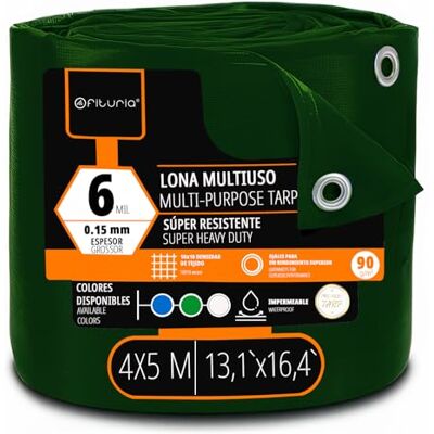 OFITURIA Lona Multiuso Impermeable 4 x 5 m Verde, Pack 1 ud, Ideal para Cubrir y Proteger Muebles, Suelos y Equipos en Exterior, jardín, Camping y Obras (4x5m, 1 ud) OFITURIA Lona Multiuso Impermeable 4 x 5 m Verde, Pack 1 ud, Ideal para Cubrir y Proteger Muebles, Suelos y Equipos en Exterior, jardín, Camping y Obras (4x5m, 1 ud)