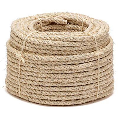 La cordeline Cuerda de sisal natural, diámetro de 10 mm, 50 m, cuerda para árbol de gatos, bricolaje, cuerda de jardín La cordeline Cuerda de sisal natural, diámetro de 10 mm, 50 m, cuerda para árbol de gatos, bricolaje, cuerda de jardín