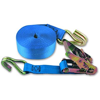 Chapuis correa polipropileno con tensor de trinquete y 2 ganchos cerrados – Tensión máxima de uso 200 kg – anchura 35 mm – longitud 5, M – Azul Chapuis correa polipropileno con tensor de trinquete y 2 ganchos cerrados – Tensión máxima de uso 200 kg – anchura 35 mm – longitud 5, M – Azul