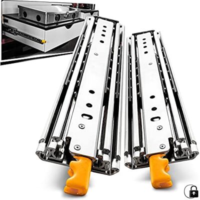 AOLISHENG Guías Correderas para Cajones Pesados con Bloqueo, 450 mm, Extensión Completa, Carga Máxima 220 kg, Montaje Lateral, Rieles Telescópicos, Ideal para Camper e Industria, 1 Par (2 Piezas) AOLISHENG Guías Correderas para Cajones Pesados con Bloqueo, 450 mm, Extensión Completa, Carga Máxima 220 kg, Montaje Lateral, Rieles Telescópicos, Ideal para Camper e Industria, 1 Par (2 Piezas)
