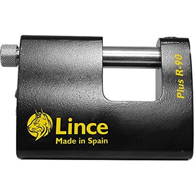 LINCE Candado PLUS R90 I Candados de Alta Seguridad, 90x65mm. I Mecanismo de Cierre por pasador I Monobloque de acero macizo. LINCE Candado PLUS R90 I Candados de Alta Seguridad, 90x65mm. I Mecanismo de Cierre por pasador I Monobloque de acero macizo.