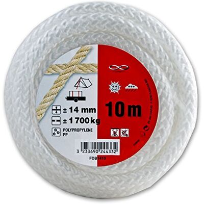 Chapuis – Cuerda de polipropileno trenzado (– Resistencia a la rotura indicative 1, 7 T – diámetro 14 mm – longitud 10 m – blanco Chapuis – Cuerda de polipropileno trenzado (– Resistencia a la rotura indicative 1, 7 T – diámetro 14 mm – longitud 10 m – blanco