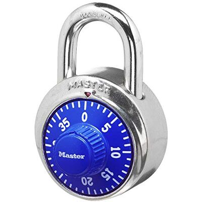 Master Lock Candado, cerradura de combinación de dial estándar, 1-7/8 pulgadas de ancho, azul, Master Lock Candado, cerradura de combinación de dial estándar, 1-7/8 pulgadas de ancho, azul,