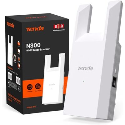 Tenda N300 Repetidor WiFi, Extensor Amplificador 2.4GHz 300Mbps, Instalación fácil, Puerto Ethernet 10/100 Mbos, Modo Ap, R10 Tenda N300 Repetidor WiFi, Extensor Amplificador 2.4GHz 300Mbps, Instalación fácil, Puerto Ethernet 10/100 Mbos, Modo Ap, R10